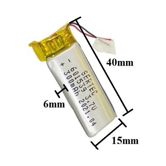 Sertec 601539 3.7V 300 Mah Lityum Polimer Pil 1.5A (Drone Için Uygun Değildir)