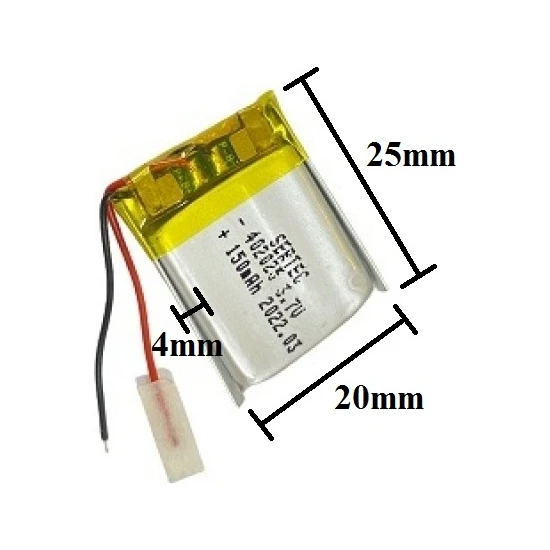 Sertec 402025 3.7V 150 Mah Lityum Polimer Pil 1.5A (Drone Için Uygun Değildir)