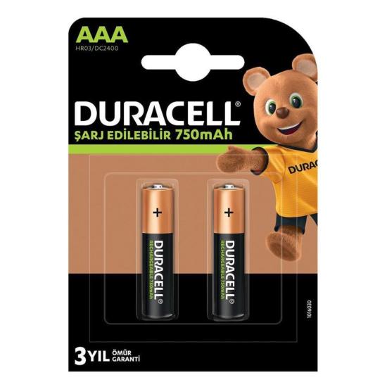 Duracell HR03 1.2V 750mAh AAA Şarj Edilebilir İnce Kalem Pil 2’li Paket