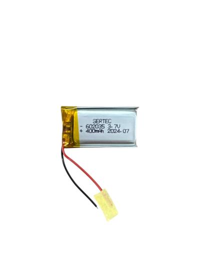 Sertec 602035 3.7V 400mAh Li-Polymer Pil (Devreli/1.5A)